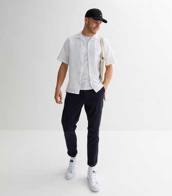Jack & Jones White Linen-Look Short Sleeve Shirt