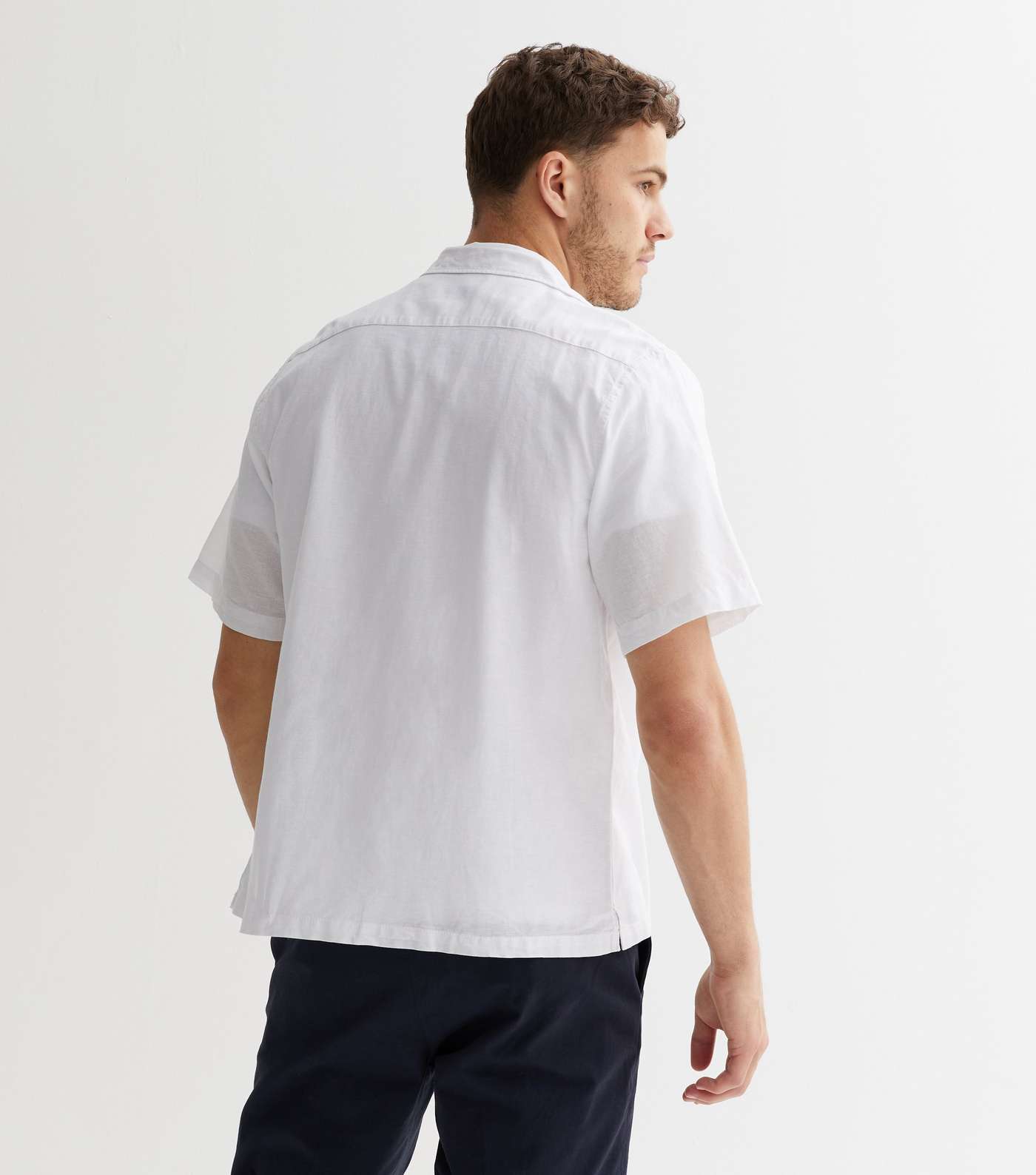 Jack & Jones White Linen-Look Short Sleeve Shirt Image 4