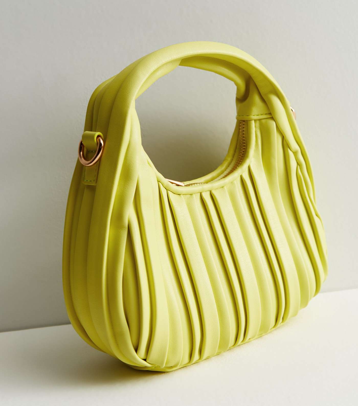 Yellow Plissé Shoulder Strap Grab Bag Image 3