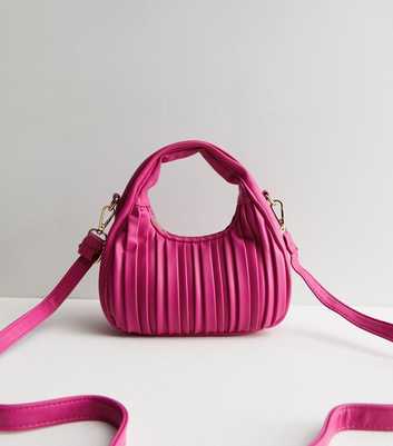 Bright Pink Plisse Shoulder Strap Grab Bag