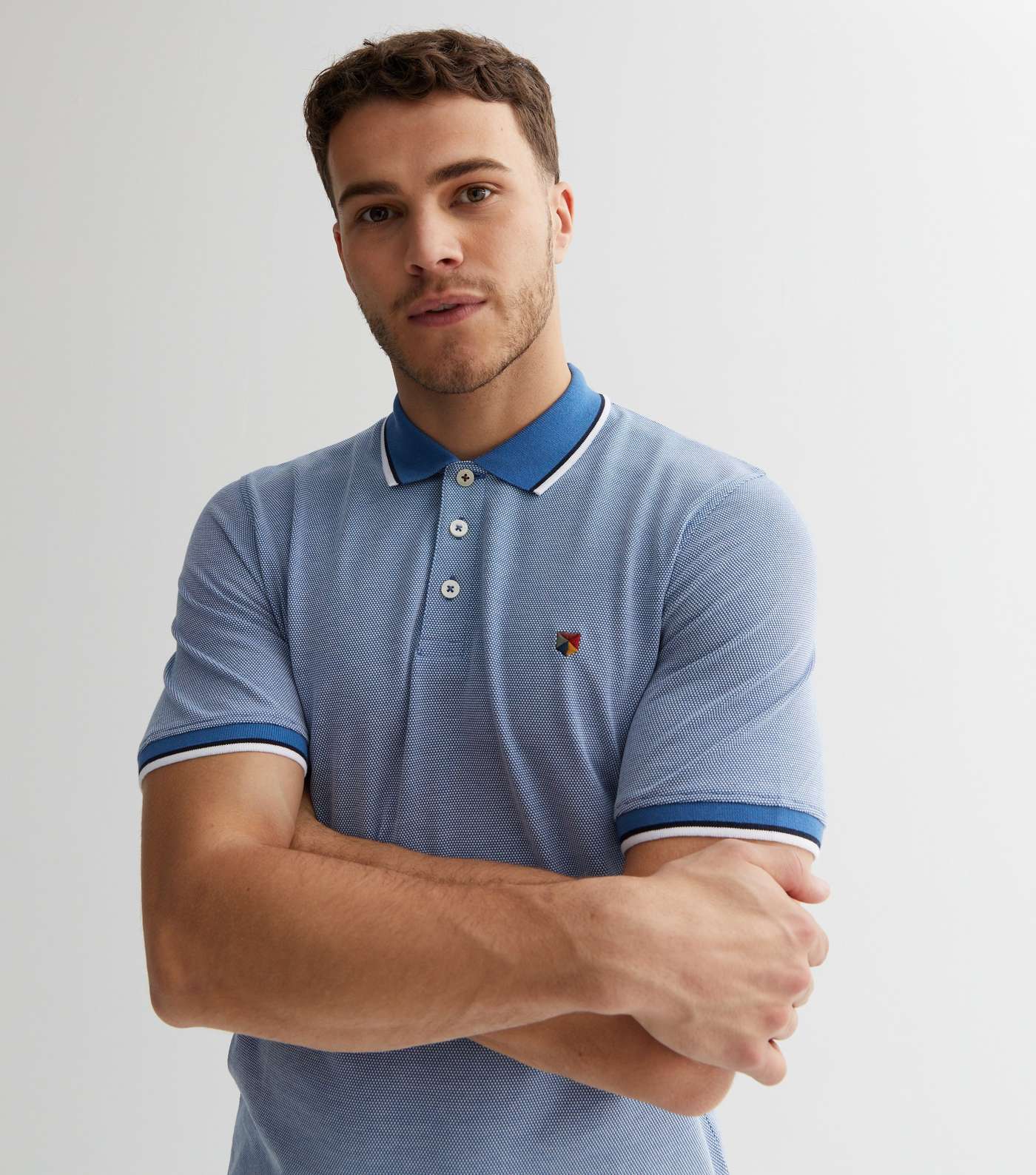 Jack & Jones Bright Blue Short Sleeve Polo Shirt Image 2