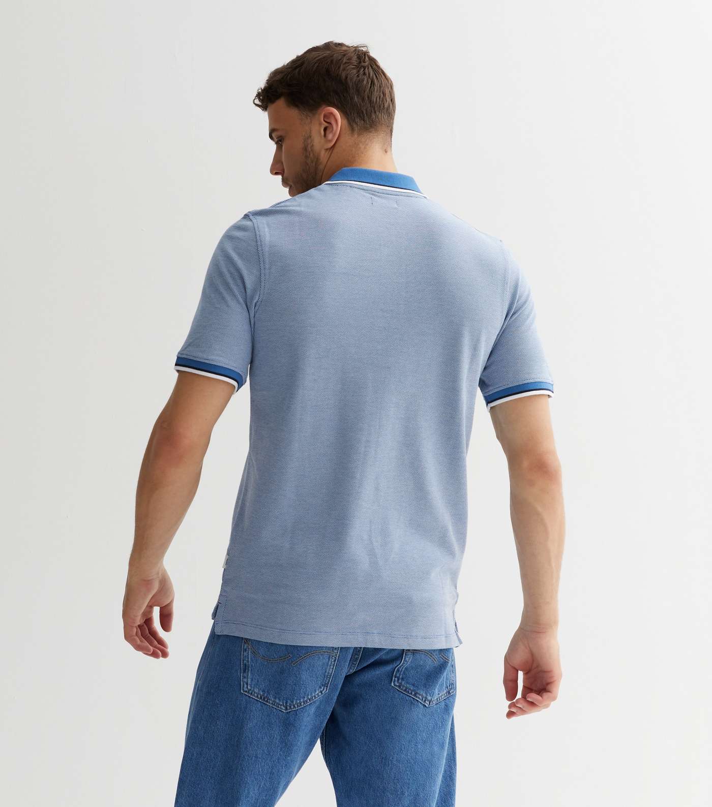 Jack & Jones Bright Blue Short Sleeve Polo Shirt Image 4