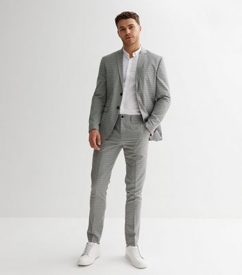 jack jones pale grey check trousers