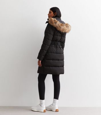 Long puffer hotsell with fur hood