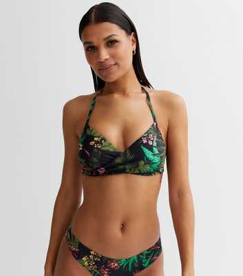 ONLY Black Tropical Twist Halter Bikini Top