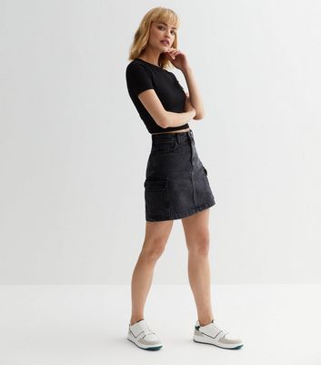 Black Denim Cargo Mini Skirt | New Look