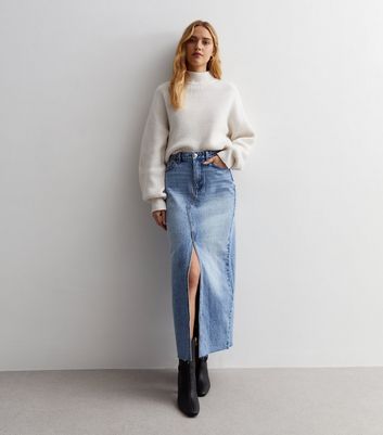 High waisted denim 2025 skirt new look