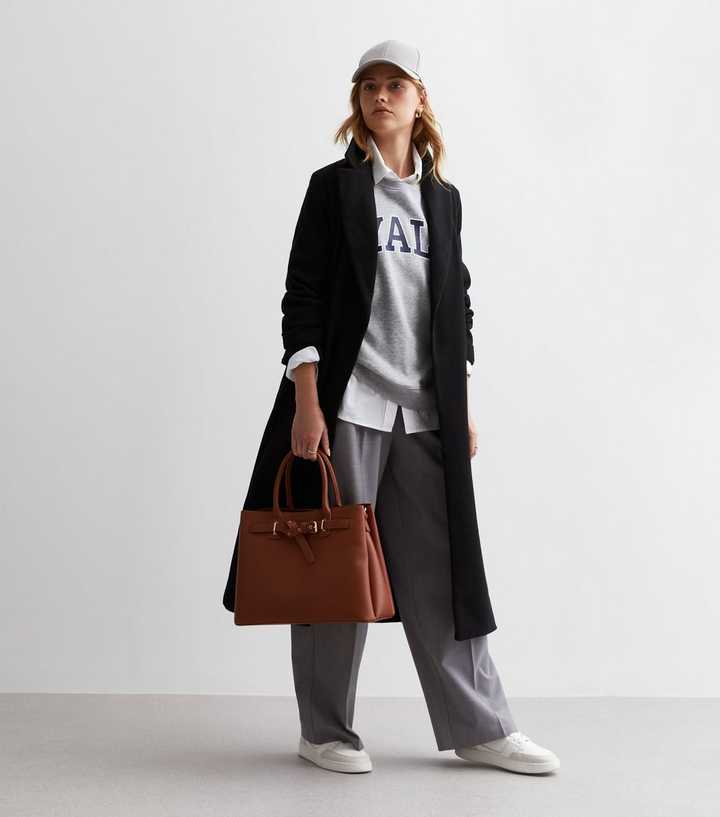 Black Longline Belted Coat