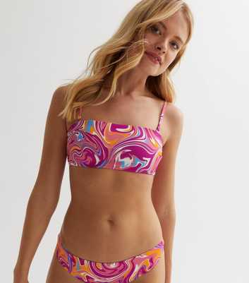 ONLY Pink Doodle Print Bikini Top