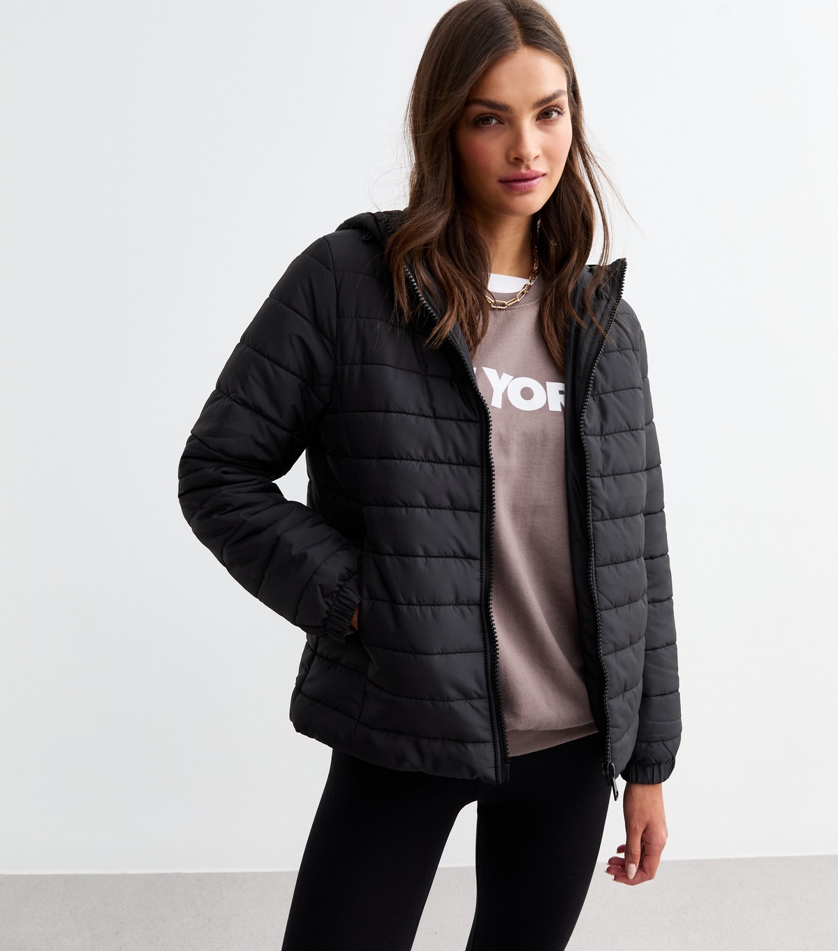 Women's Black Lightweight Puffer Jacket New Look