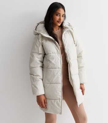 Cream Hooded Puffer Coat