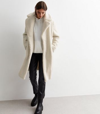 New look shop white teddy coat