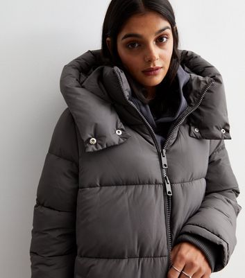 Ladies grey puffer coat sale