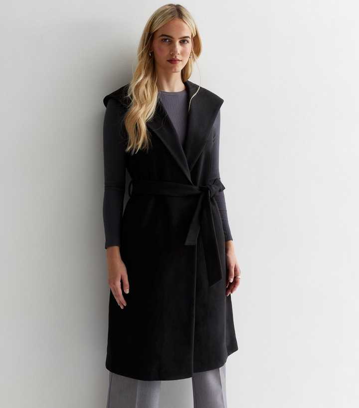 Black Sleeveless Hooded Coat