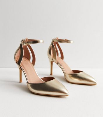 Ladies gold sale court shoes