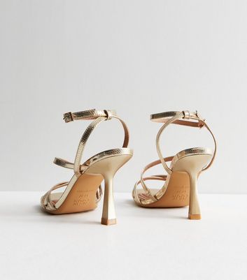 Gold strappy cheap shoes