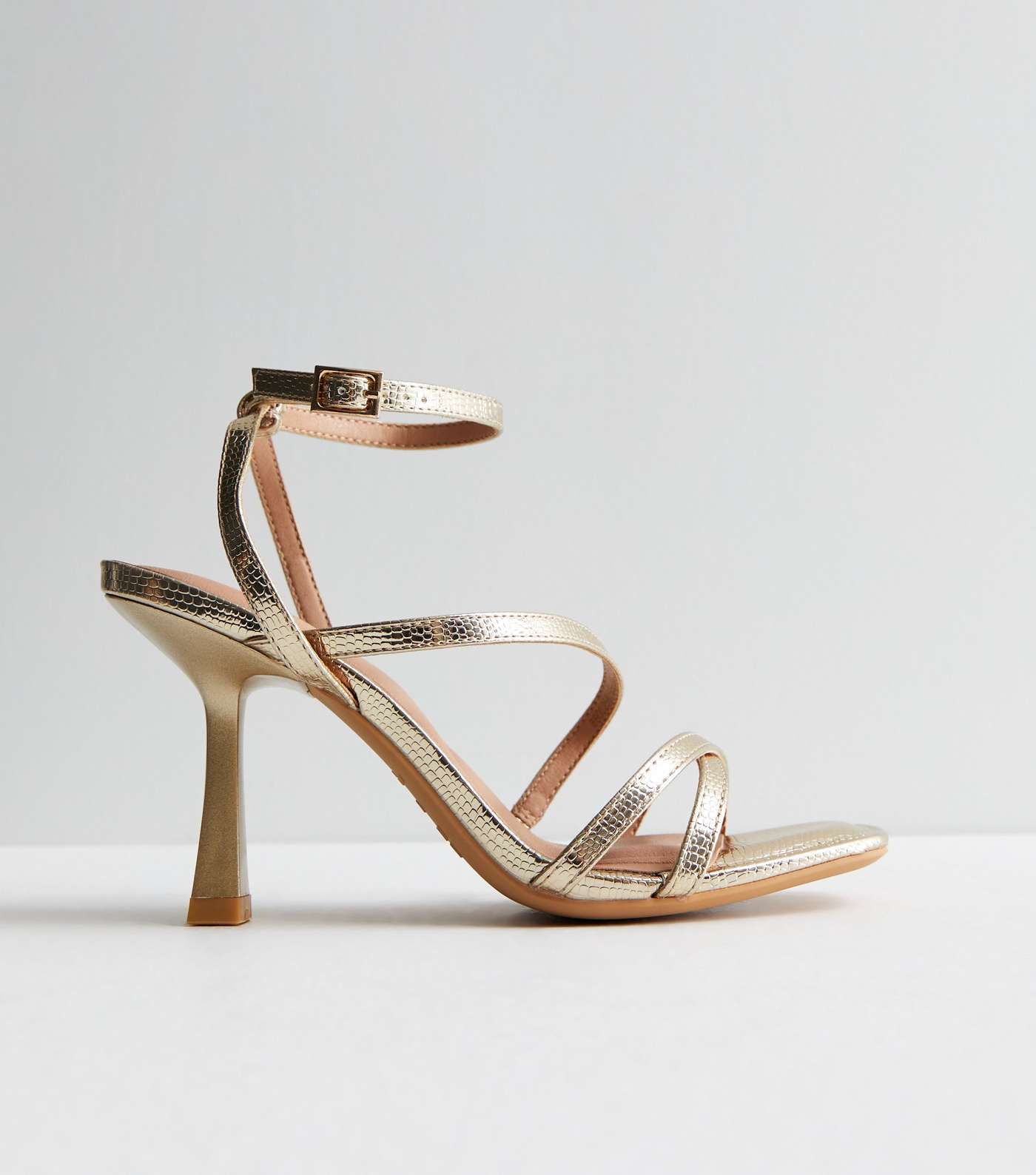 Gold Strappy Stiletto Heel Sandals Image 5
