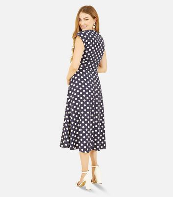 Navy spot 2024 midi dress