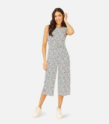 Mela White Animal Print Belted Crop Jumpsuit