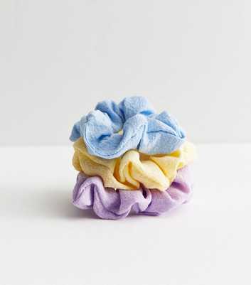 3 Pack Multicoloured Pastel Textured Scrunchies