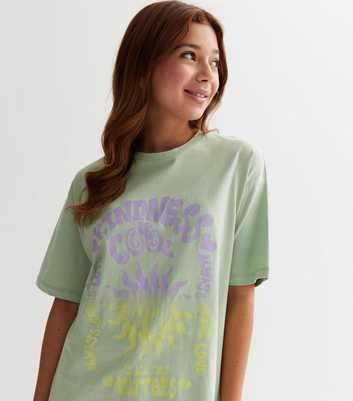 Girls Olive Kindness is Cool Logo Oversized T-Shirt