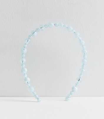 Pale Blue Mixed Bead Headband