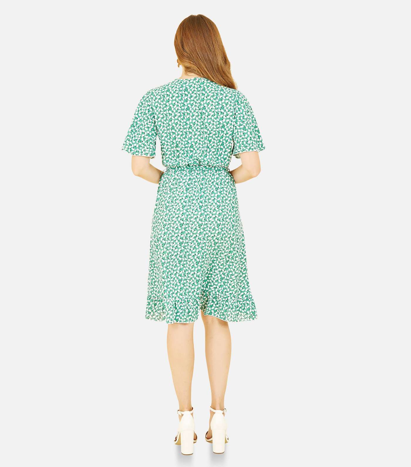 Mela Green Spot Mini Wrap Dress Image 4