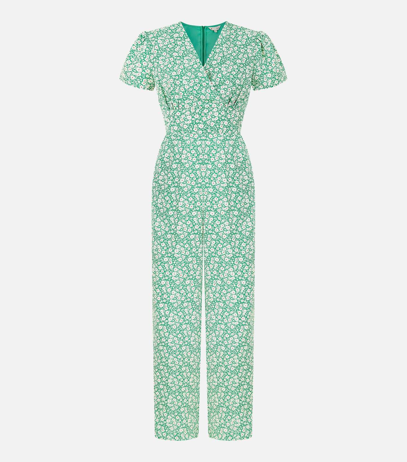 Yumi Green Ditsy Floral Wide Leg Wrap Jumpsuit Image 5