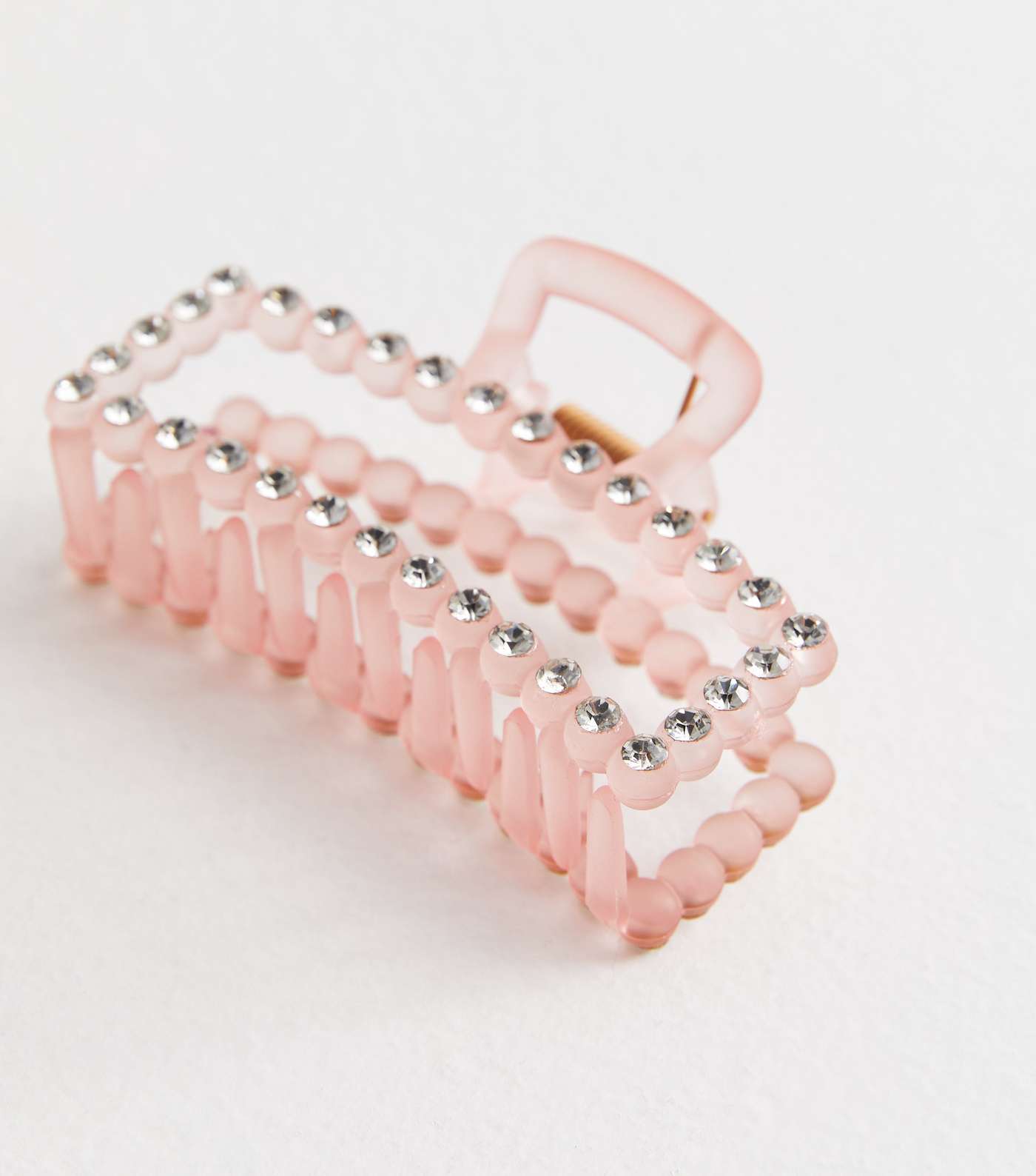 Pink Frosted Diamanté Rectangle Claw Clip Image 2