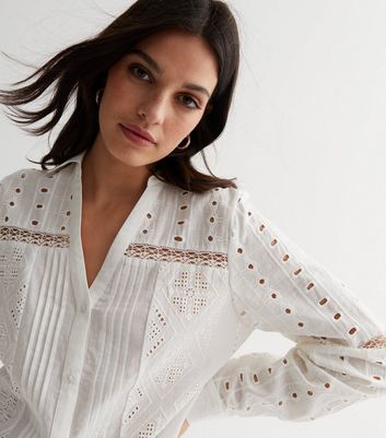 White Mix Lace Valerie Shirt New Look