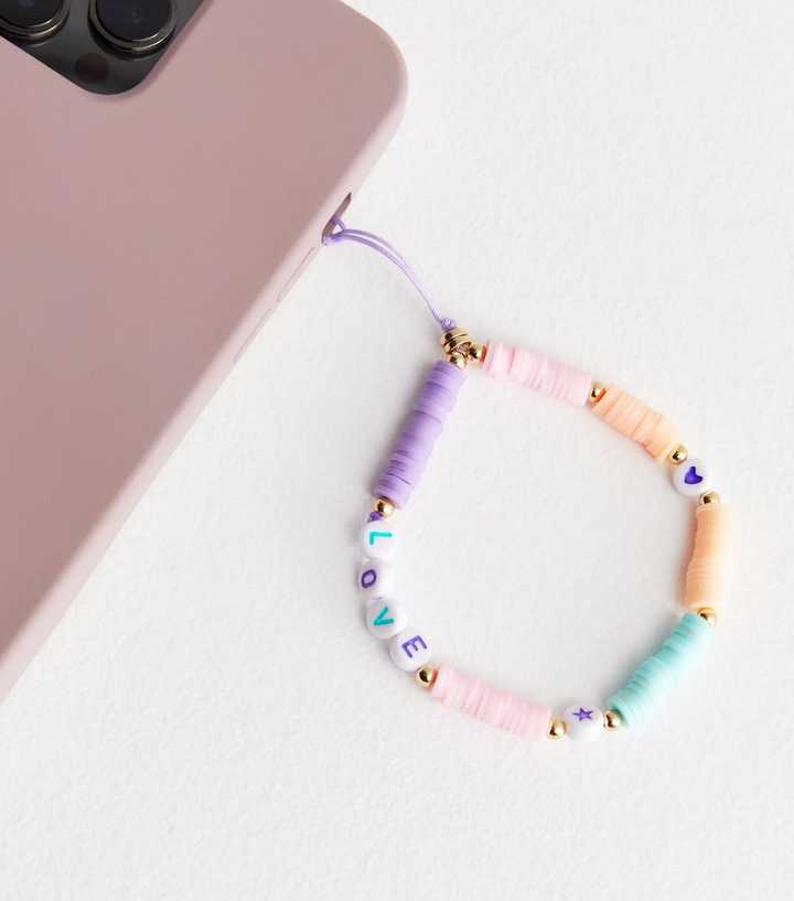 Multicoloured Beaded Love Phone Charm