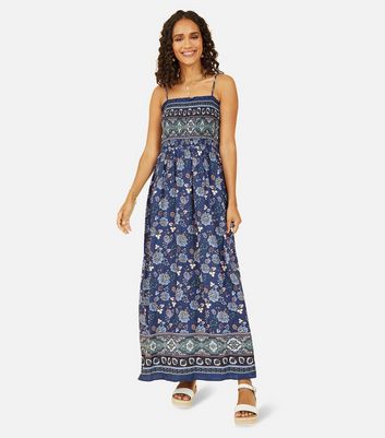 Mela Navy Square-Neck Maxi Dress New Look