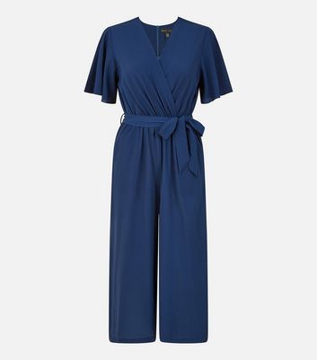 Mela Navy Wrap Jumpsuit New Look