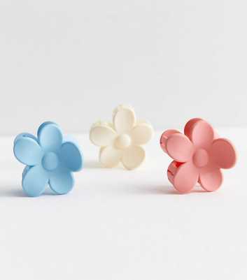 3 Pack Multicoloured Matte Flower Claw Clips