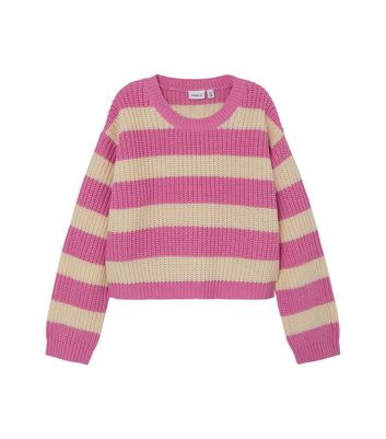 Name It Pink Stripe Knit Long Sleeve Jumper New Look