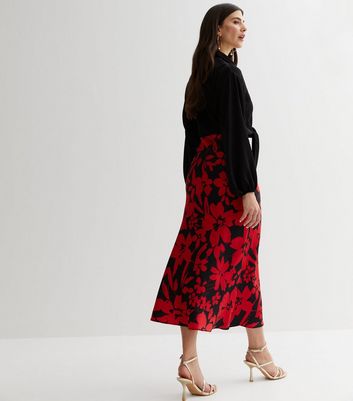 Long floral sale satin skirt