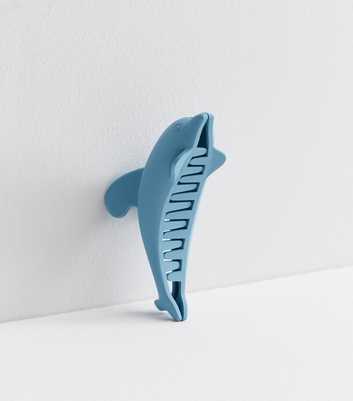 Blue Matte Dolphin Bulldog Claw Clip