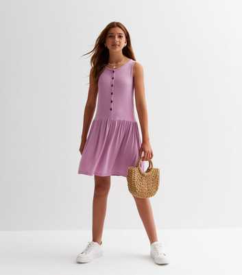 Name It Purple Button Front Dress