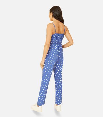 Mela Blue Daisy Strappy Wrap Jumpsuit New Look