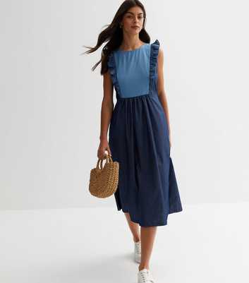 Louche Blue Frill Sleeve Midi Dress