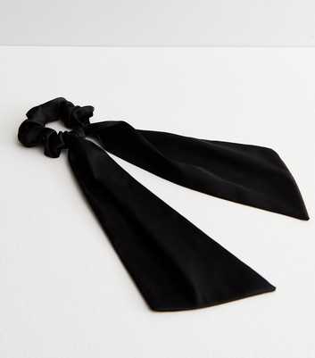 Black Satin Bow Scrunchie