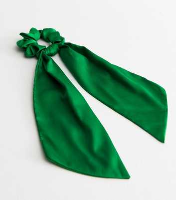 Green Satin Bow Scrunchie