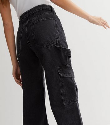 Black High Waist Cargo Jeans New Look