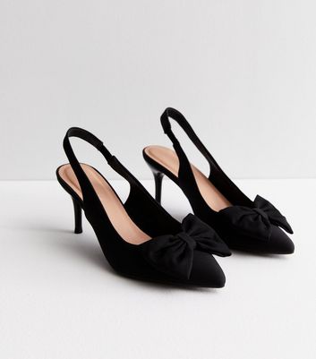 Black bow sales court shoes