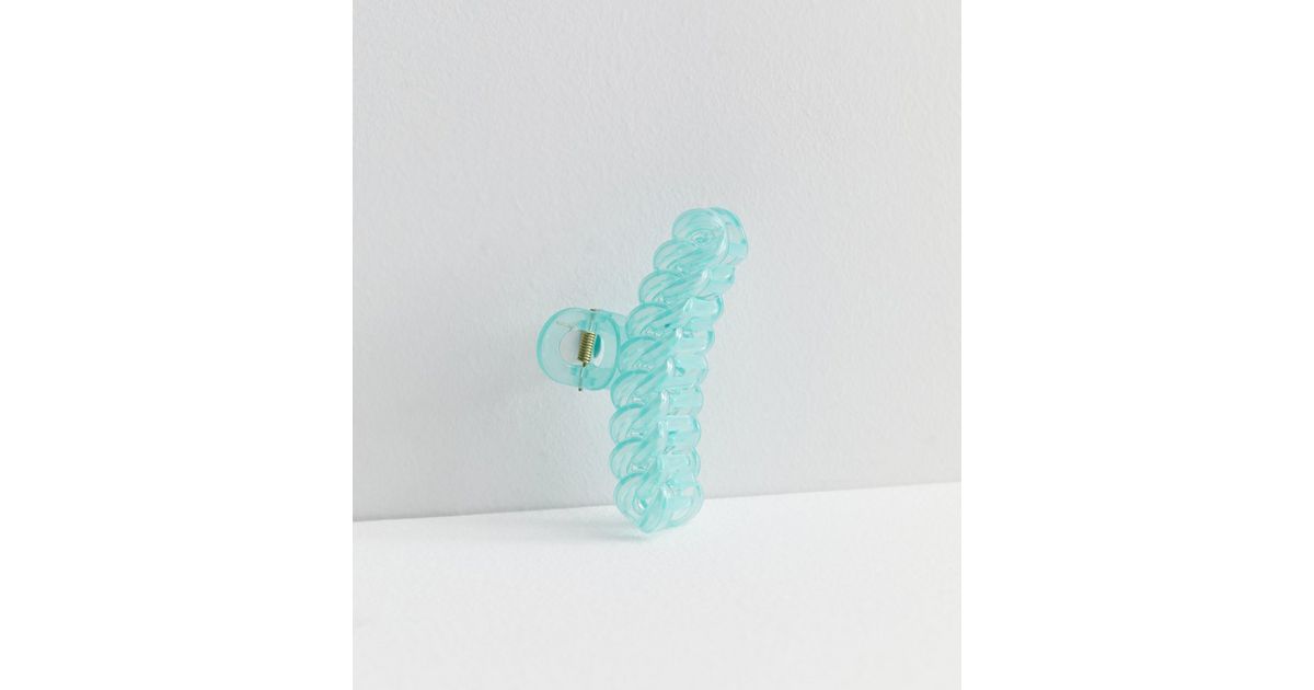 Pale Blue Transparent Chain Claw Clip New Look