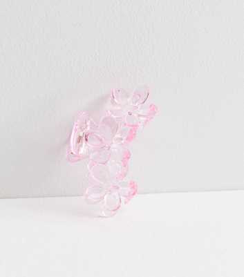 Pink Transparent Flower Claw Clip