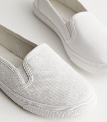 Canvas slip shop on shoes white