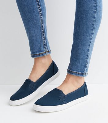 navy blue slip on trainers womens