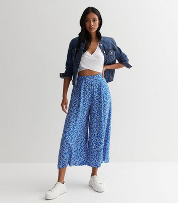 Buy Floral Print Cropped Wide Leg Trousers 14 | Trousers | Argos