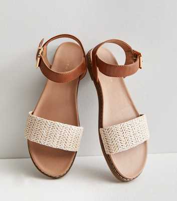 Off-White Raffia Strap Footbed Sandals